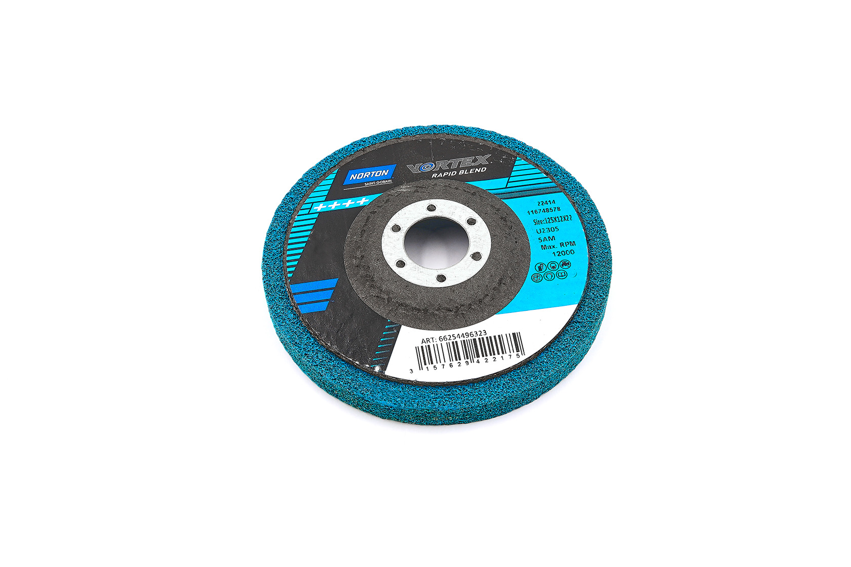 Круг прессованный нетканый Norton BearTex Vortex Rapid Blend на тарелке 125x12x22мм U2305 5AM