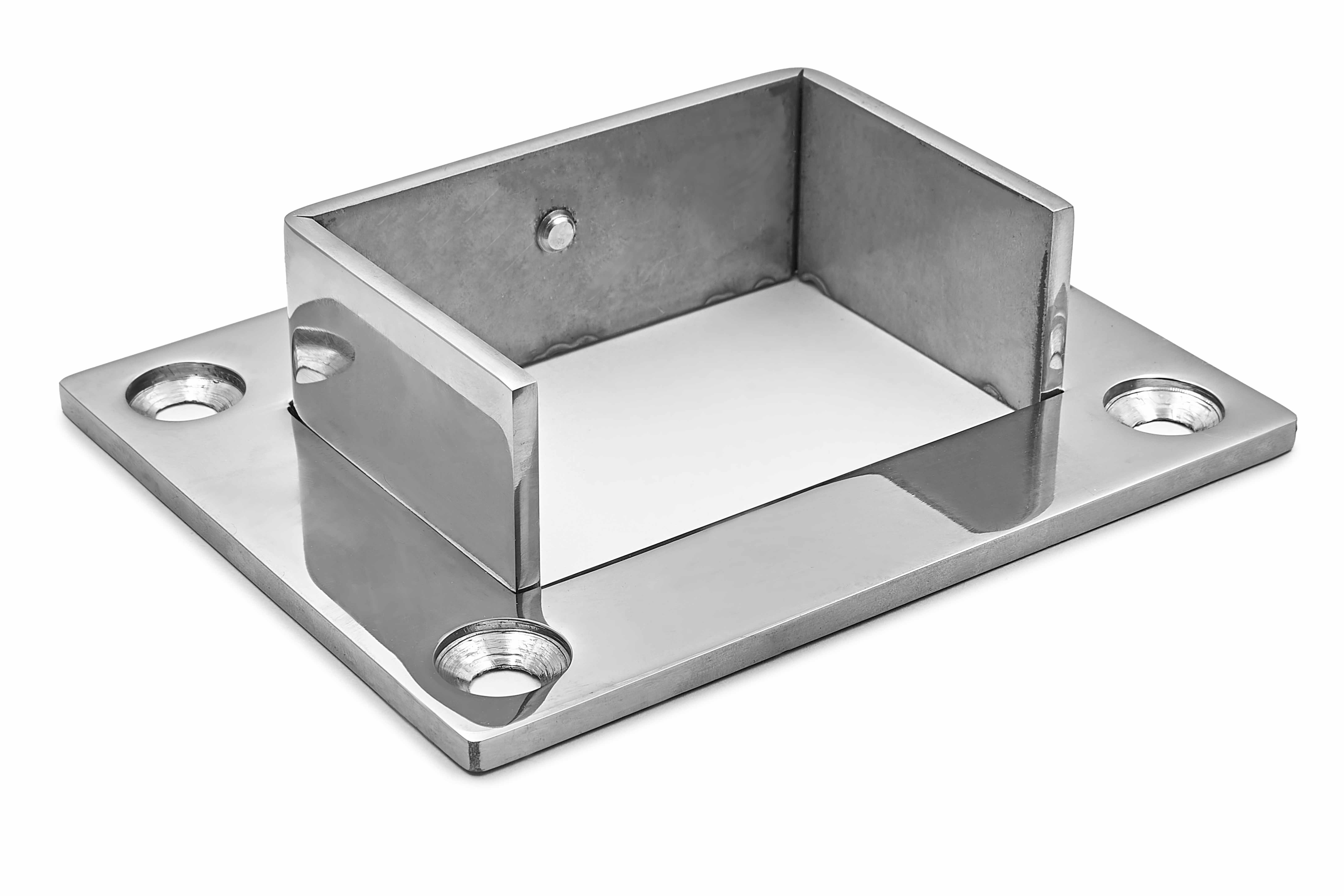 Фланец для поручня с пазом 60х40мм, AISI 304, ЗЕРКАЛО GRIT 600