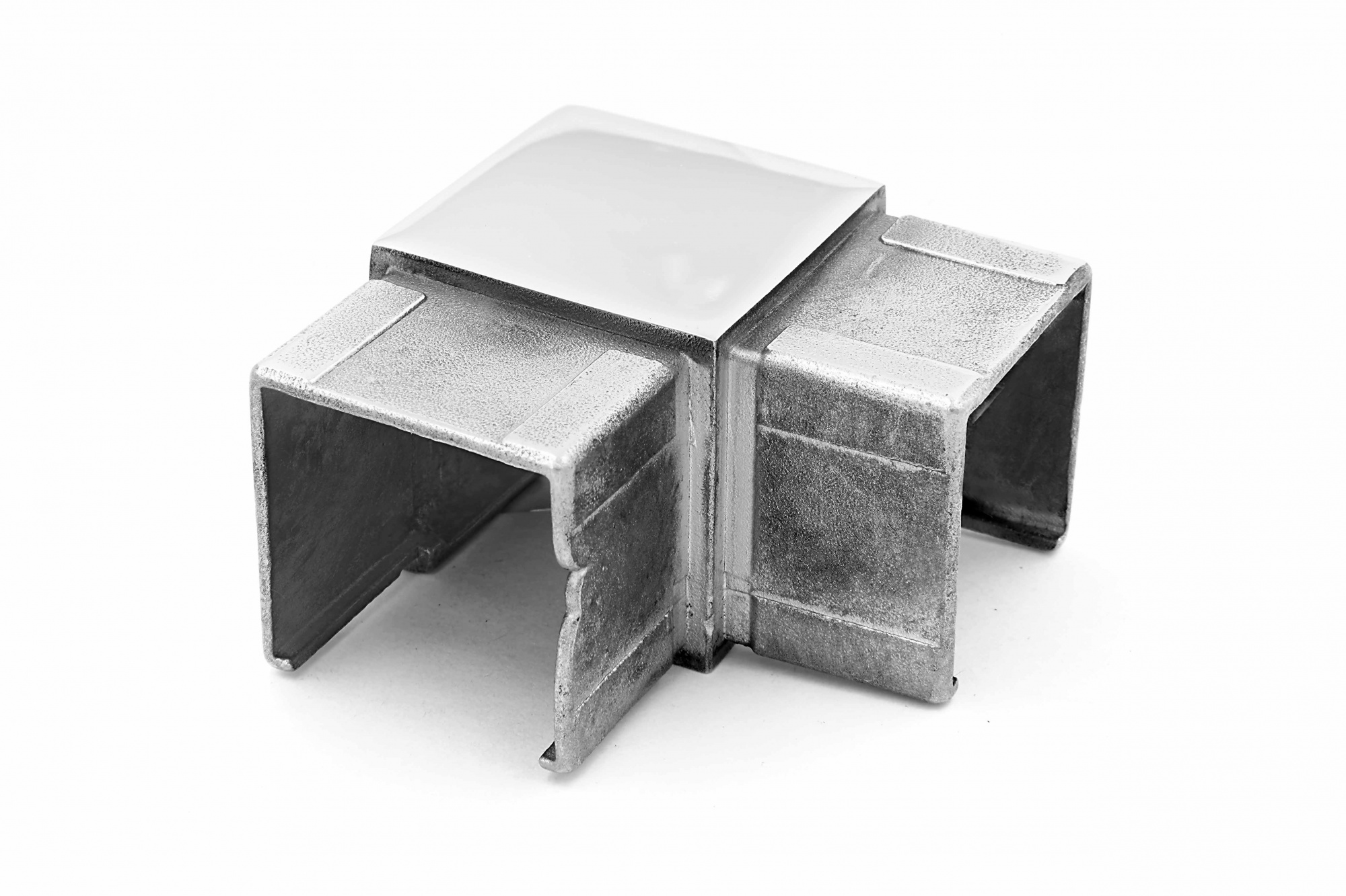 Отвод для поручня с пазом 40.0х40.0мм, AISI 304, ЗЕРКАЛО GRIT 600