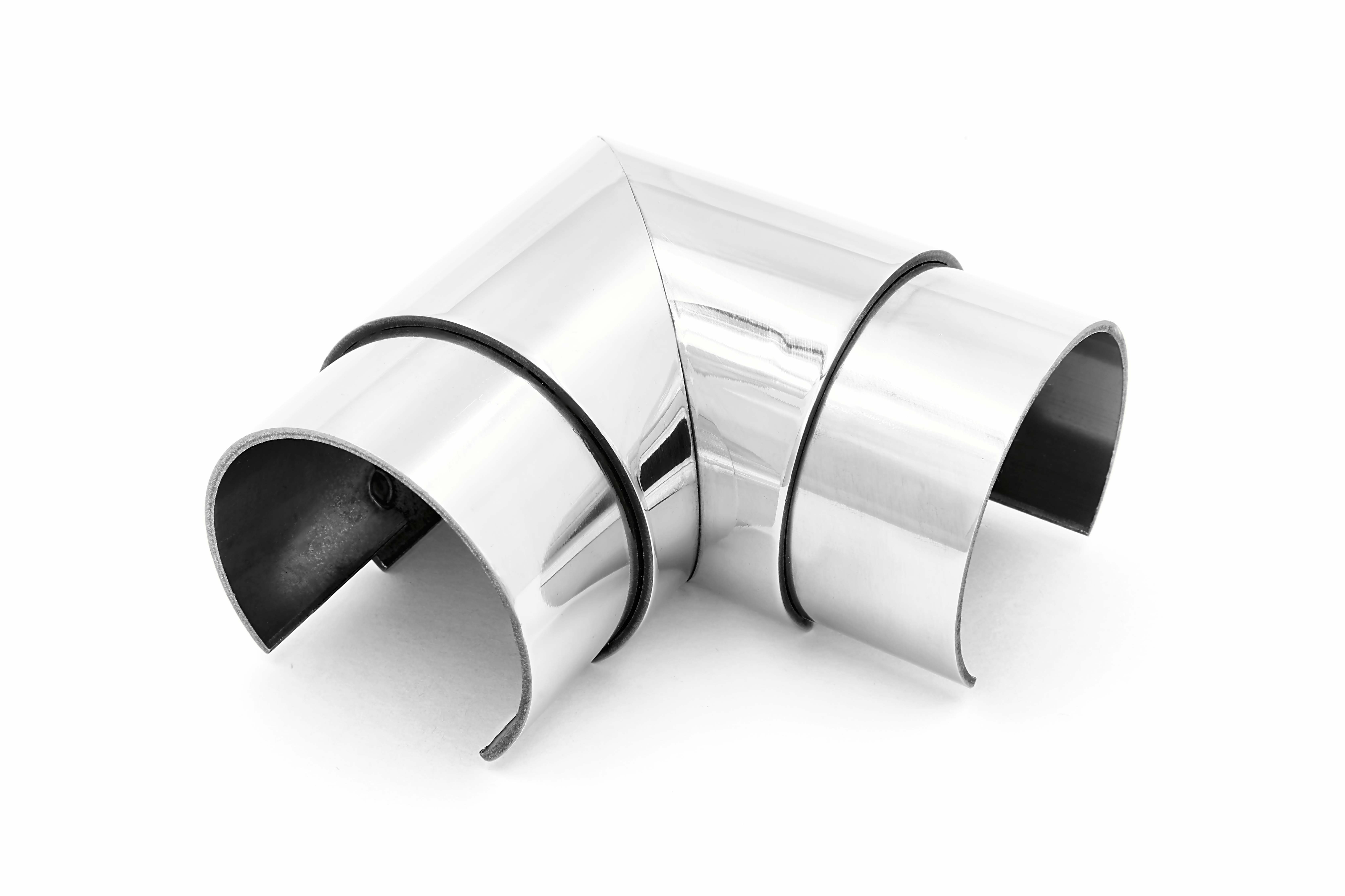 Отвод для поручня с пазом Ø48.3мм, AISI 304, ЗЕРКАЛО GRIT 600